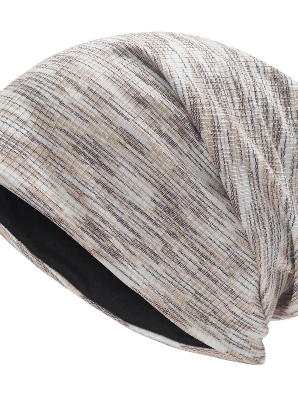 Women Patterned Beige Warm Knit Winter Pull-On Classic Slouchy Stretch Skull Cap